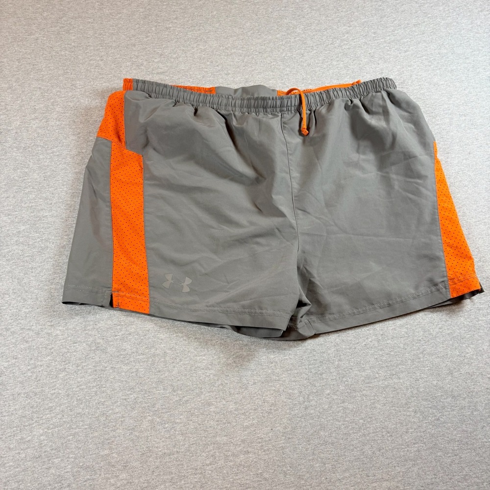 Under Armour Shorts Mens Large Gray Orange Heatgear Fitted Running Athletic